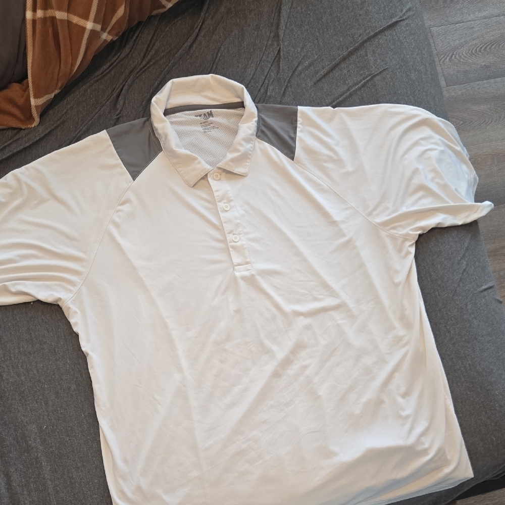 Breathable White and Gray Accent Polo Shirt